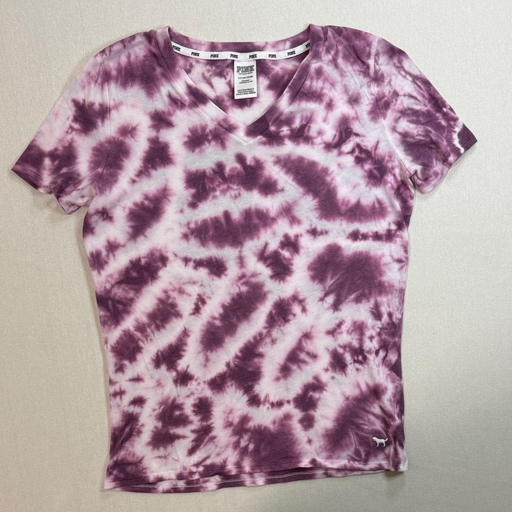PINK Victoria's Secret Pink Tie-Dye V-Neck Tee